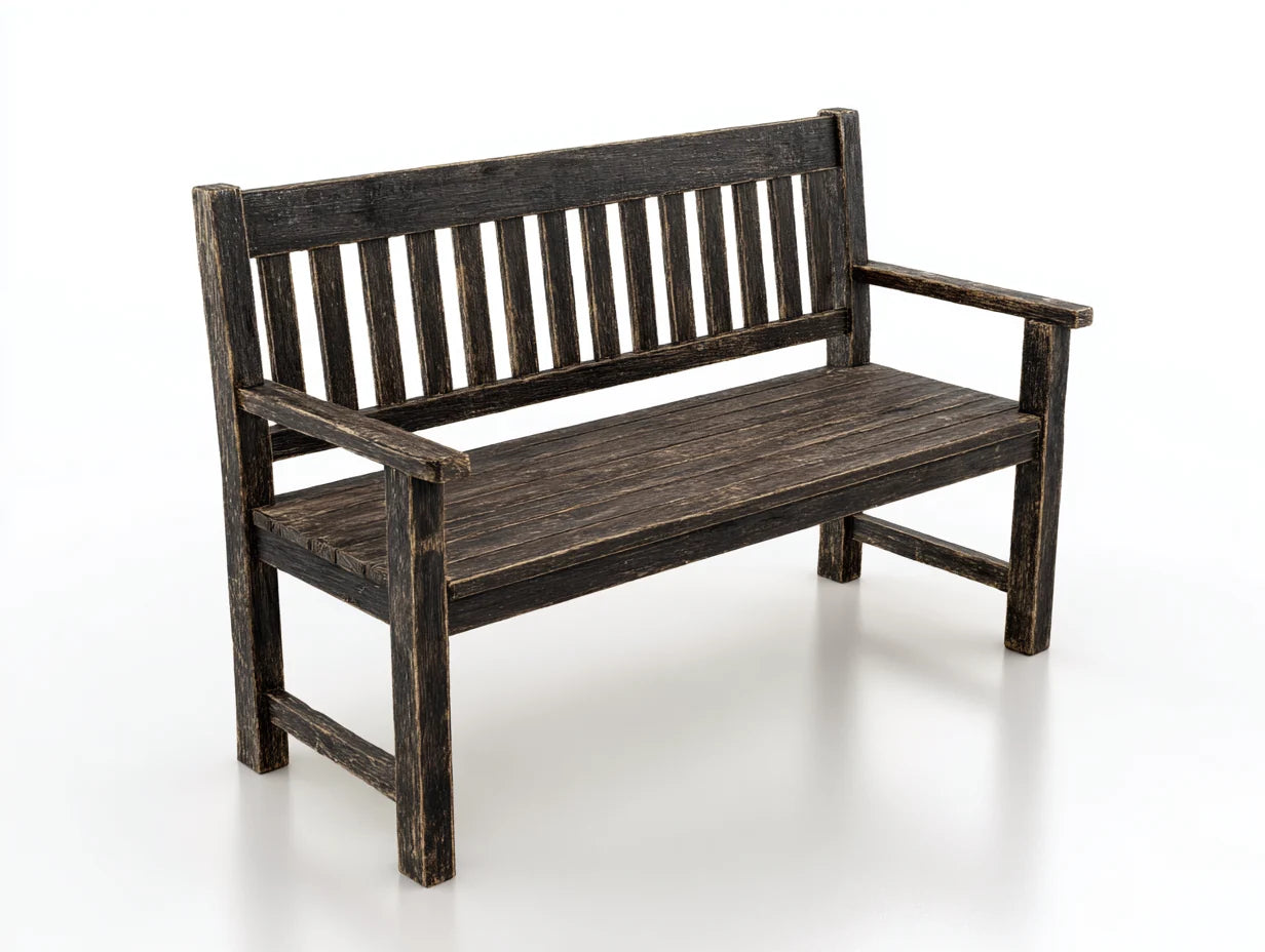 Bancos de jardín de madera maciza 145x58x86 cm - Negro envejecido - Diseño rústico exterior