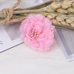 Mini Lace Mesh Fabric Flower with Bead Center - Product Detail Photo 2