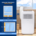 SereneLife Mini Klimaanlage mobil, 3-in-1 mobiles Klimagerät mit Abluftschlauch – Luftkühler, Luftentfeuchter & Ventilator, Air conditioner – 9.000 BTU, 1,5L Feuchtigkeit/Stunde, kühlt Räume bis 42 m2