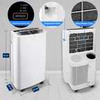 SereneLife Mini Klimaanlage mobil, 3-in-1 mobiles Klimagerät mit Abluftschlauch – Luftkühler, Luftentfeuchter & Ventilator, Air conditioner – 9.000 BTU, 1,5L Feuchtigkeit/Stunde, kühlt Räume bis 42 m2