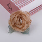 Organza Rose Fabric Flower with Leaf Accent - Product Detail Photo 3