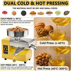 Prensa de Aceite Eléctrica Automática 1500W | Extractor de Aceite de Acero Inoxidable a Frío y Calor | Para Huesos de aceituna,Nueces,Sésamo,Coco,Soja,Almendra|Control de Temperatura Inteligente
