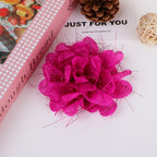 Tinsel Sparkle Ruffled Fabric Flower Applique - White 11CM