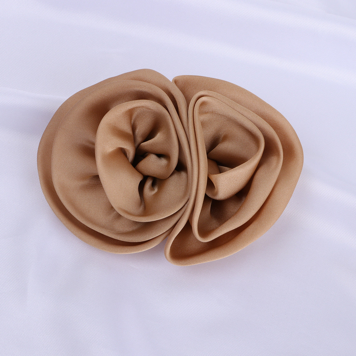 Satin Rolled Rosette Fabric Flower Applique - Product Detail Photo 1