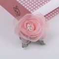 Organza Rose Fabric Flower with Leaf Accent - Khaki 5.5CM