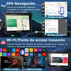 Carpuride W702 Plus Android 14 Motocicleta Carplay Pantalla con Doble Cámara, CarPlay y Android Auto Inalámbricos,7" Pantalla Táctil Impermeable, Audio BT,Grabación Bucle, Navegación Online y Offline.