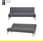 SHIITO | Modelo Versalles - Sofá Cama con Apertura Clic-Clac | Donde la Elegancia y el Confort se encuentran | Diseño Capitoné en Color Gris | 189.5 x 88 x 89 cm