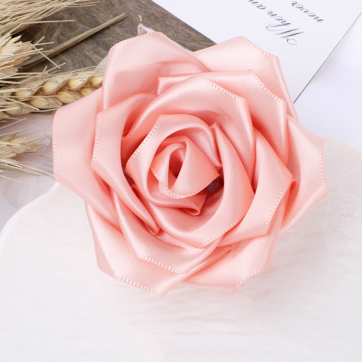 Classic Satin Rose Fabric Flower Applique - Gray 7CM