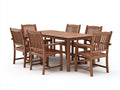 Conjuntos de comedor de jardín de madera 160x90x75 cm - marrón - mesa con 6 sillas - diseño natural exterior