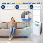 SereneLife Mini Klimaanlage mobil, 3-in-1 mobiles Klimagerät mit Abluftschlauch – Luftkühler, Luftentfeuchter & Ventilator, Air conditioner – 9.000 BTU, 1,5L Feuchtigkeit/Stunde, kühlt Räume bis 42 m2
