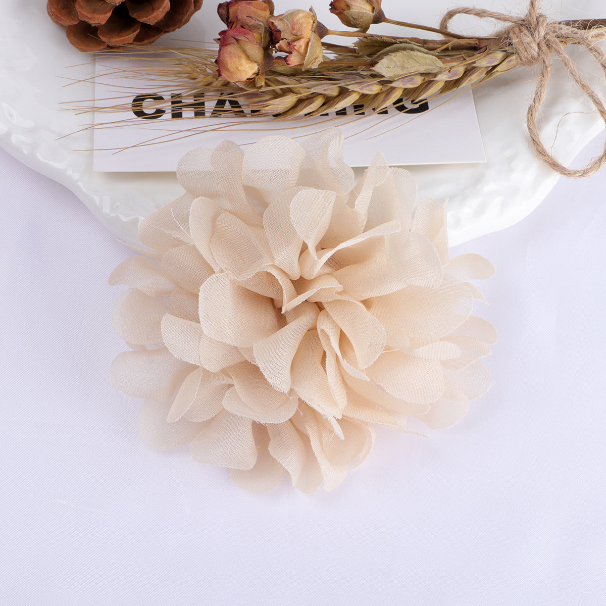 Layered Chiffon Pom Fabric Flower Applique - Product Detail Photo 2