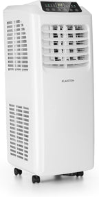 Klarstein Aire Acondicionado Portatil y Silencioso, 4 en 1 Enfriador de Aire para Casas y Oficinas con Modo Noche, Con Mando y Deshumidificador, Aires Acondicionados Bajo Consumo 7,000 BTU Blanco