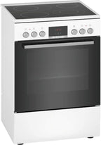 Bosch HKR39C250 Serie 4 Elektro-Standherd, 60 cm breit, EcoClean Direct Reinigungshilfe, 3D Heißluft Backen auf 3 Ebenen, LED-Display-Steuerung, erweiterbare Kochzone für großes Kochgeschirr
