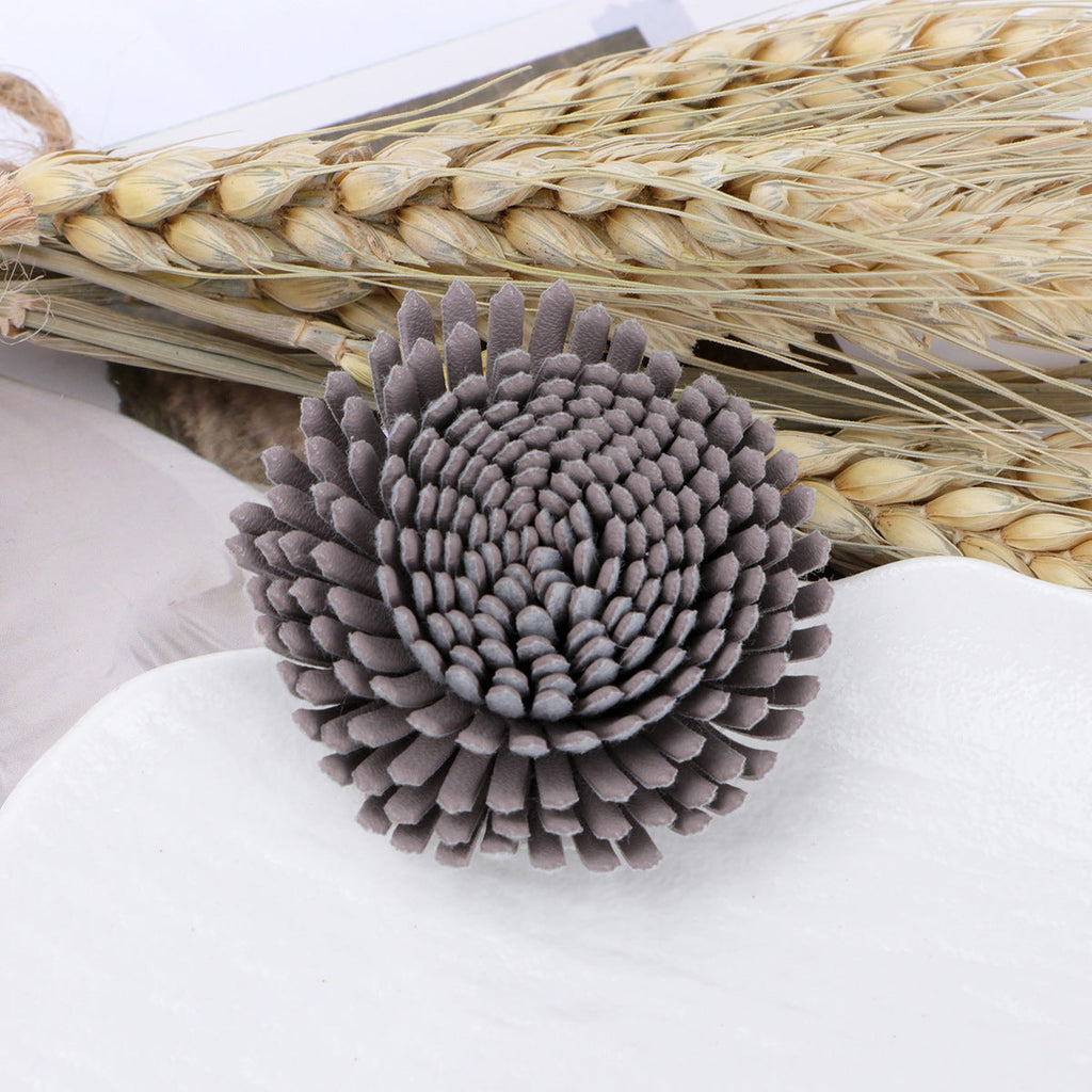 Textured Spike Pom Fabric Flower Applique - Product Detail Photo 1