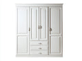 Armario de madera blanco 160x60x210 cm - 4 puertas y 3 cajones - estilo clásico para dormitorio