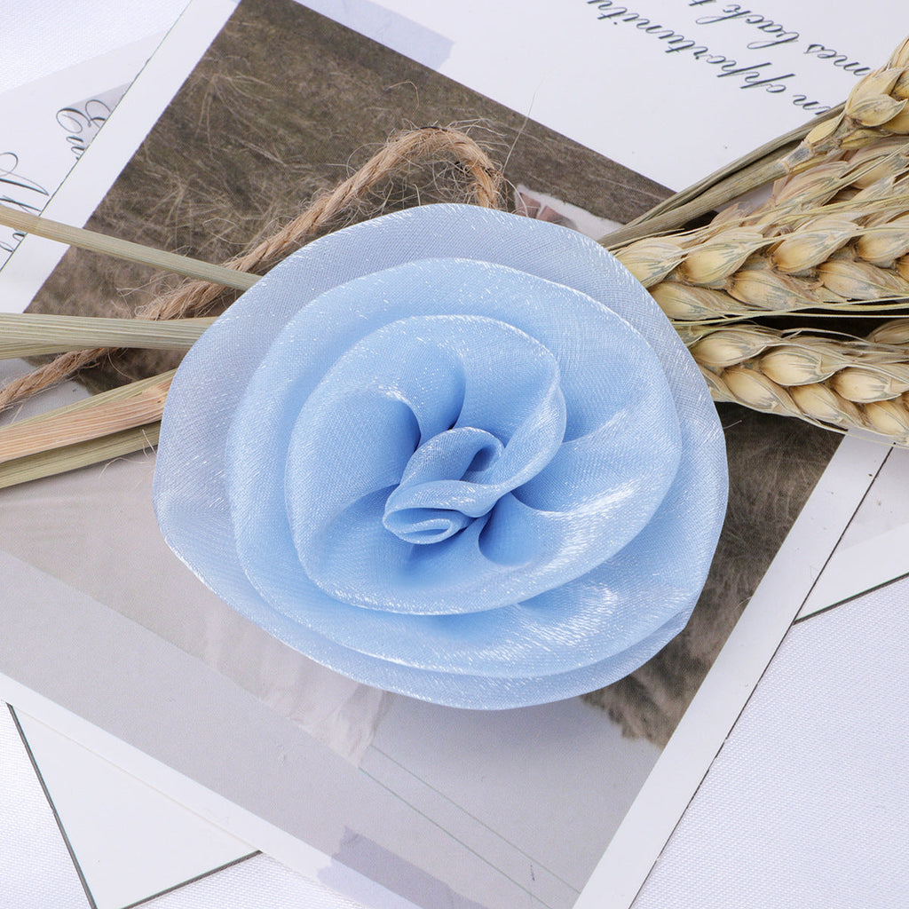 Glossy Rolled Rose Fabric Flower Applique - Pink 5CM