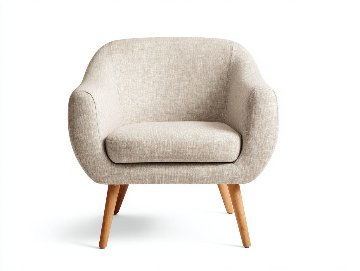 Sillones relax tapizado en tela con patas de madera 80x75x85 cm - beige - diseño moderno para salón