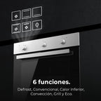 Cecotec Horno Integrable Multifunción 70L Bolero Hexa M236000 Line Time. 2800W, 6 Funciones, Temporizador, Steam Base XXL, Steam Assist, Steam EasyClean, Cooling Fan, Modo Defrost, Eco, Convección