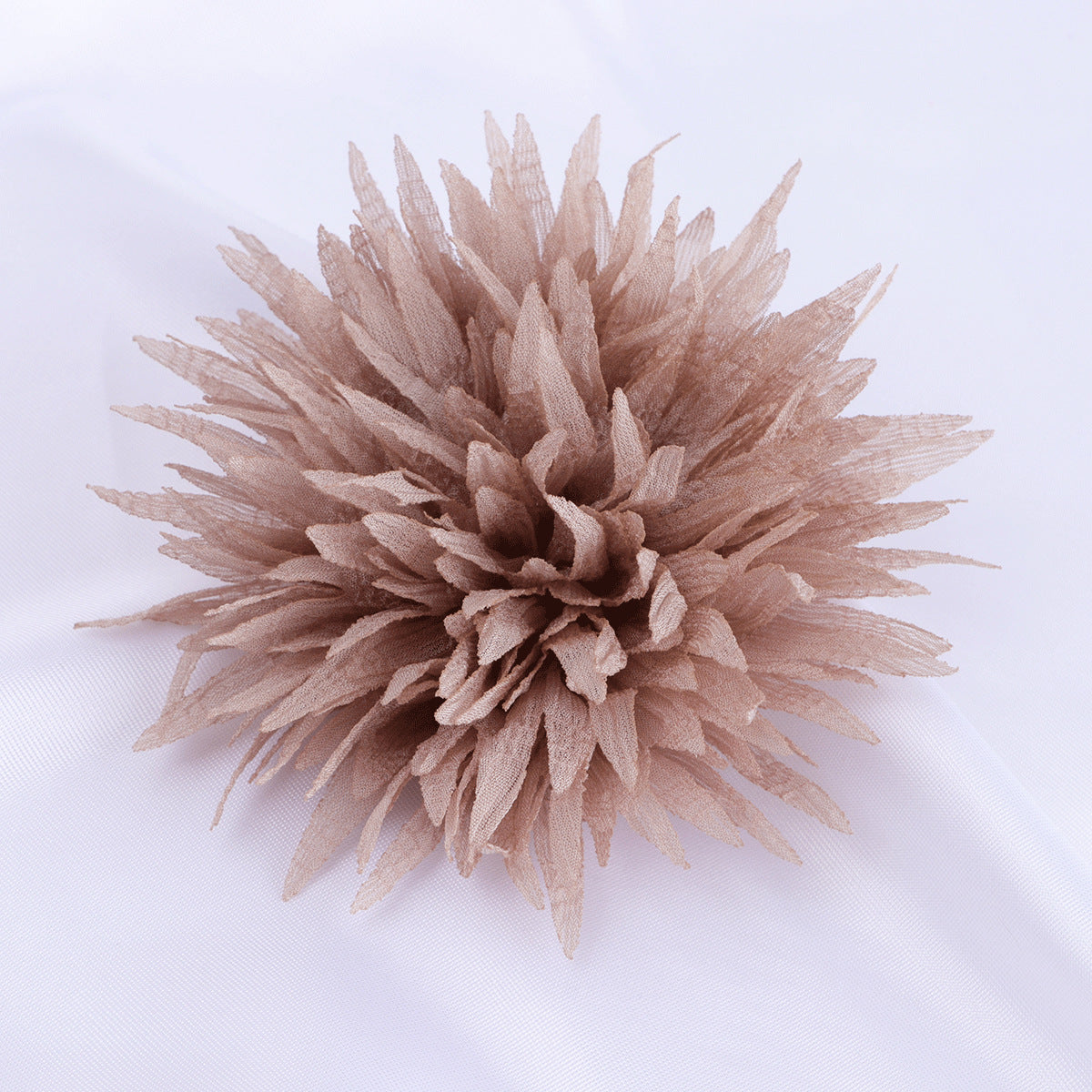 Spiky Petal Pom Fabric Flower Applique - Gray 8.5cm
