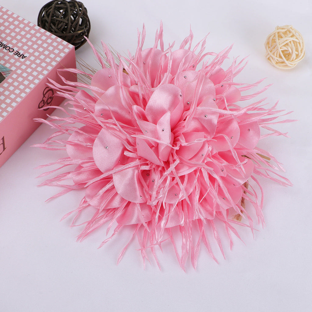 Spike Petal Pom Fabric Flower with Beads - Product Detail Photo 3