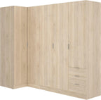 DEKIT GRUPO RIMOBEL Essen Armario de rincón con cajones - Roble Natural - 184 cm (Alto) x 91 cm (Ancho) x 214 cm (Prof.)