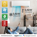 HANTECH Split aire acondicionado 12000 BTU H-PRO función de calefacción y refrigeración, filtro de aire, WIFI, material de montaje