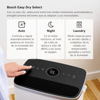 Bosch Deshumidificador Dry 4000 - Fácil. Eficiente. Silencioso. Para tu Hogar y Dormitorio - Para Habitaciones de hasta 33 m² - Secado Rápido para tu Colada