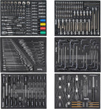 Stix UltimatePro C7/TS1 - Carro de herramientas con 267 piezas Cr-V - Juego de herramientas, carro de herramientas con ruedas, cajones con rodamiento de bolas, encimera de madera