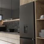 Cecotec Frigorífico Combi 2 Puertas con dispensador de agua Bolero CoolMarket Combi 296 DF WD Dark E. 296L, 60cm de ancho, Funciones FastCooling, FastFreezing y DeFrost, LED interior, Dark Inox