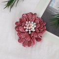 Sparkle Dahlia Fabric Flower with Bead Center - Deep blue 3cm