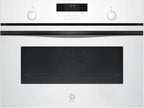Balay - Horno compacto, 45 cm, Aire Caliente 3D, Aqualisis, Raíles Flex, Cristal blanco, 3CB5159B3