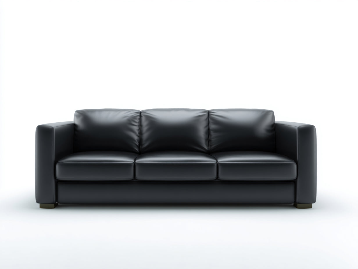 Sofá 3 plazas cuero sintético 200x85x85 cm - negro - diseño moderno minimalista
