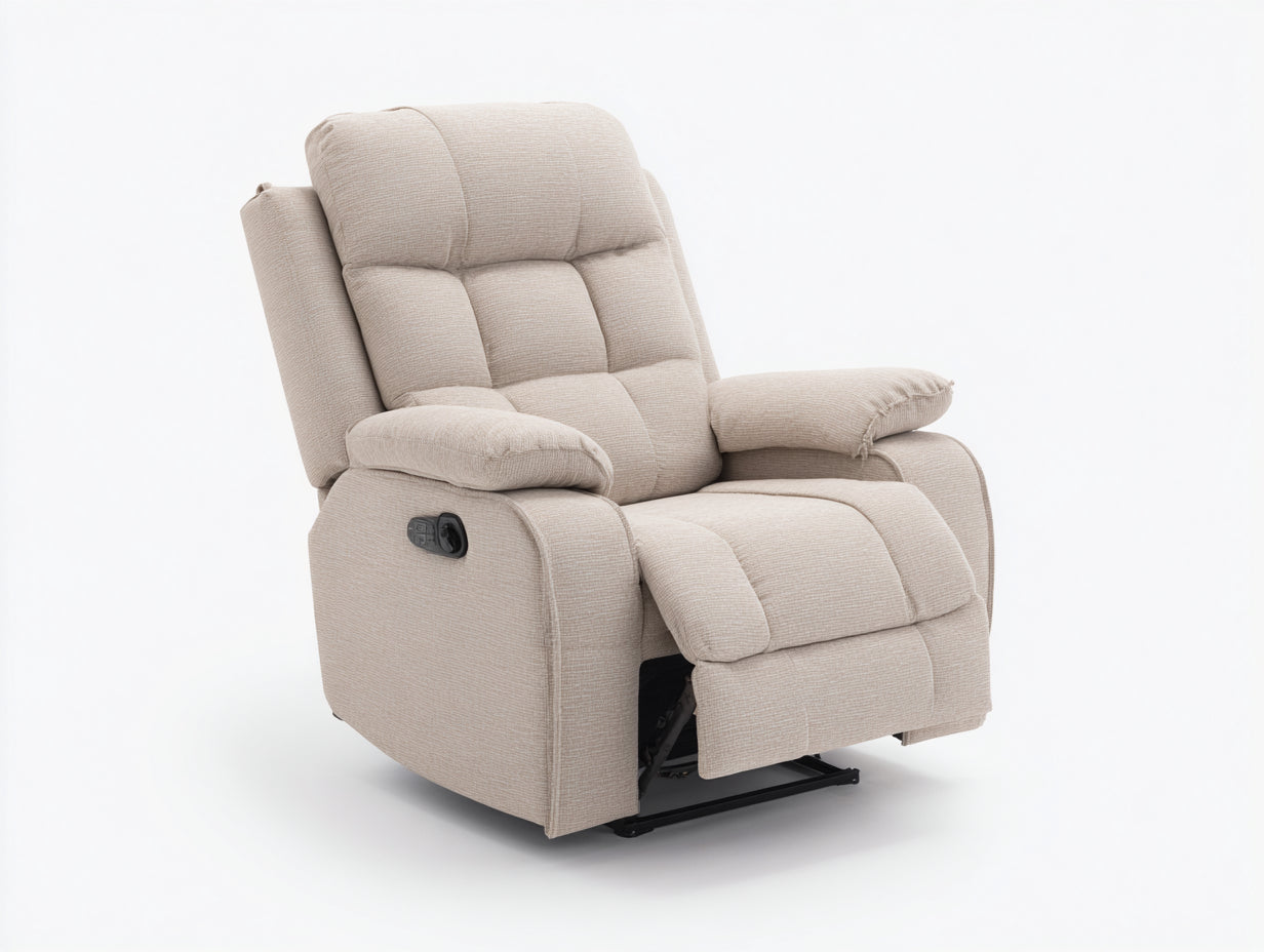Sillones reclinables tela 85x95x105 cm color beige con función manual diseño ergonómico