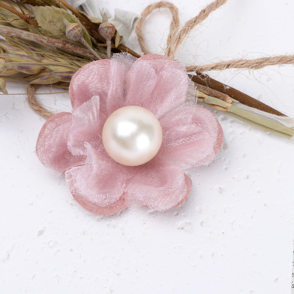 Pearl Center Mesh Fabric Flower Applique - Product Detail Photo 3