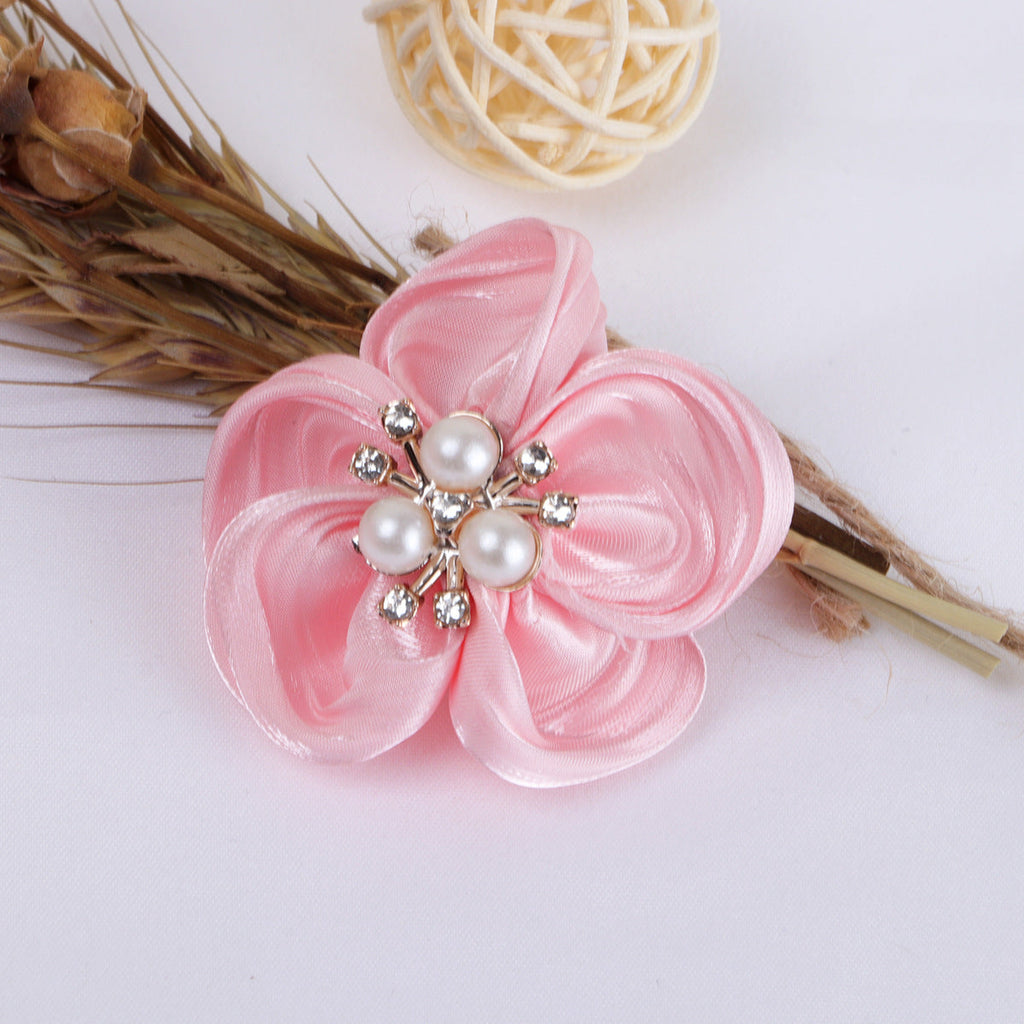 Pearl Center Satin Fabric Flower Applique - Product Detail Photo 1