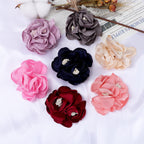 Satin Rose Fabric Flower with Stamen Center - Purple 7CM