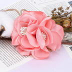 Satin Rose Fabric Flower with Stamen Center - Gray 7CM