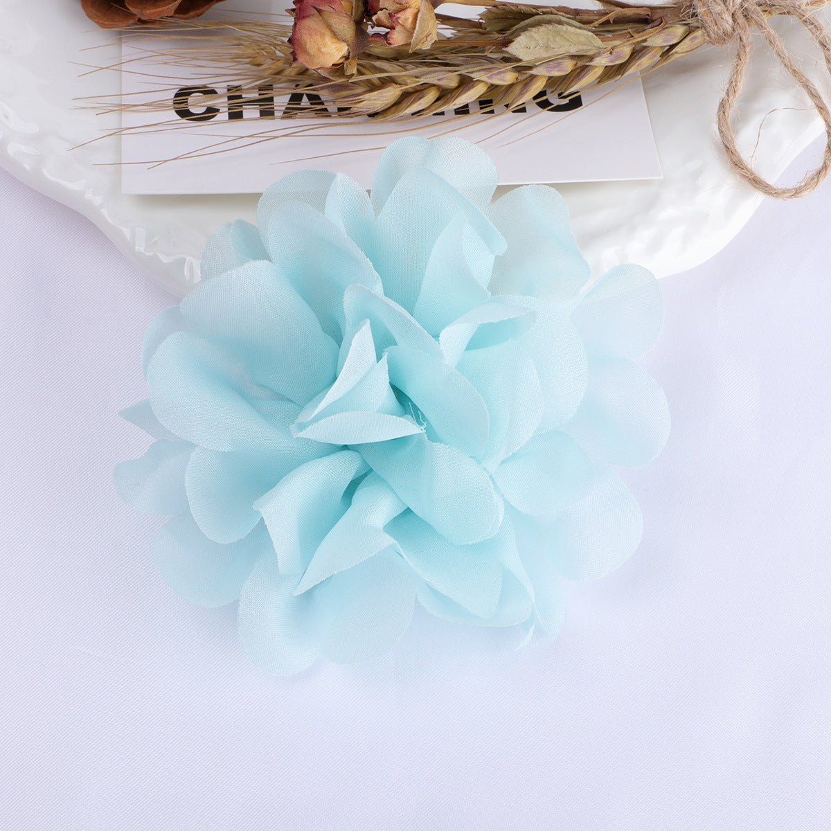 Layered Chiffon Pom Fabric Flower Applique - Product Detail Photo 1
