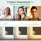 S'bagno Espejo-Baño-con-Luz 100x70cm, Espejo-Baño-Led-Bluetooth, Antivaho, 3 Colores, Regulable, Memoria, Vidrio Templado HD, Resistente Al Agua IP44, Vertical/Horizontal