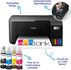 Epson EcoTank ET-2870 A4-Multifunktions-Wi-Fi-Tintentankdrucker, mit einem im Lieferumfang enthaltenen Vorrat an Tinten bis zu 3 Jahren