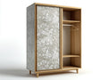 Armarios de madera 100x55x180 cm - marrón claro y blanco - 2 puertas correderas diseño floral - estilo moderno para dormitorio