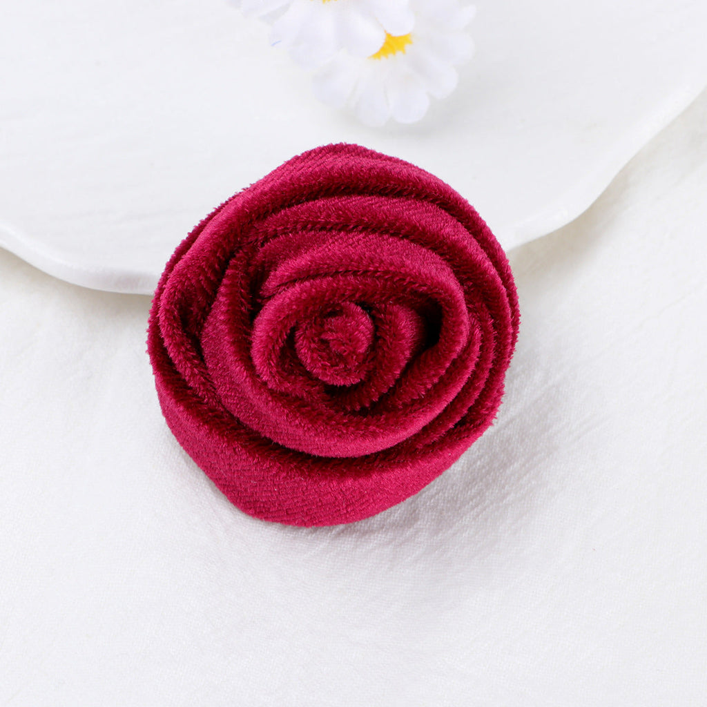 Velvet Rolled Rose Fabric Flower Applique - Product Detail Photo 1