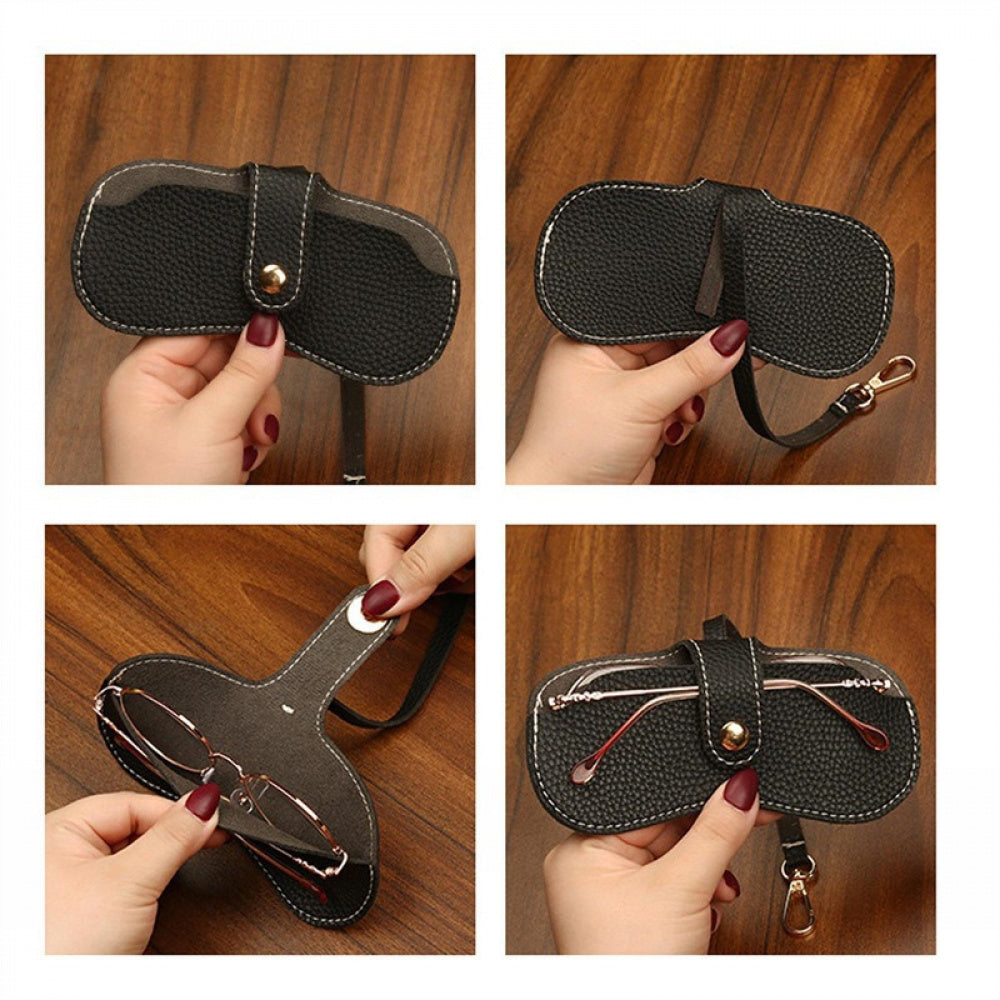 Portable Travel Sunglasses Clip PU Leather