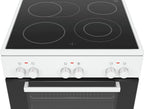Bosch HKR39C250 Serie 4 Elektro-Standherd, 60 cm breit, EcoClean Direct Reinigungshilfe, 3D Heißluft Backen auf 3 Ebenen, LED-Display-Steuerung, erweiterbare Kochzone für großes Kochgeschirr