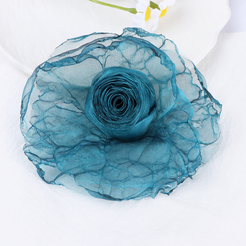 Raw Edge Organza Rose Fabric Flower Applique - Product Detail Photo 3
