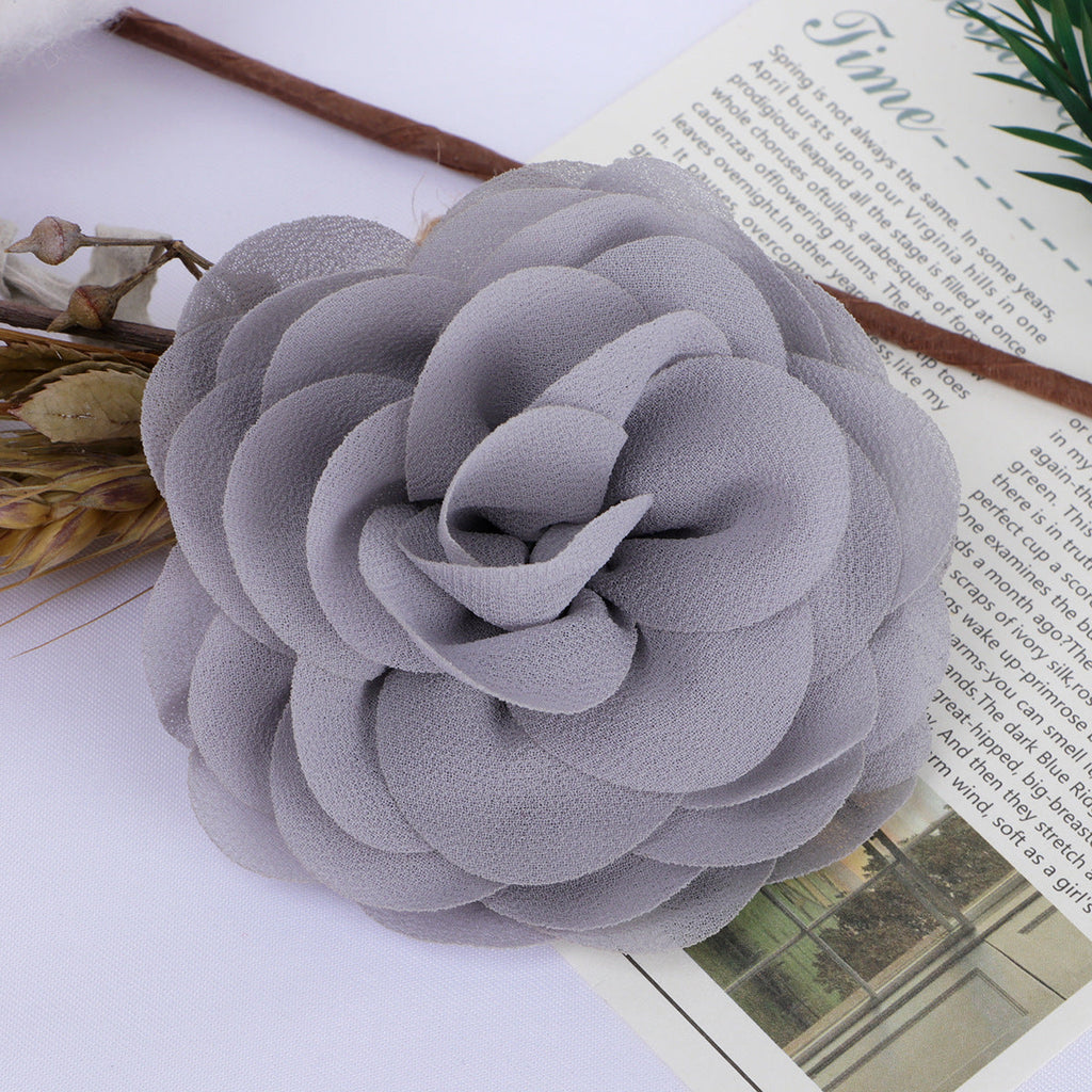 Chiffon Multi Layer Rose Fabric Flower Applique - Red 8cm