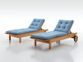 Tumbonas madera 198x74x92 cm - marrón-azul claro - diseño reclinable con ruedas
