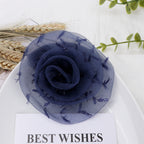 Organza Rolled Rose Fabric Flower Applique - Product Detail Photo 2