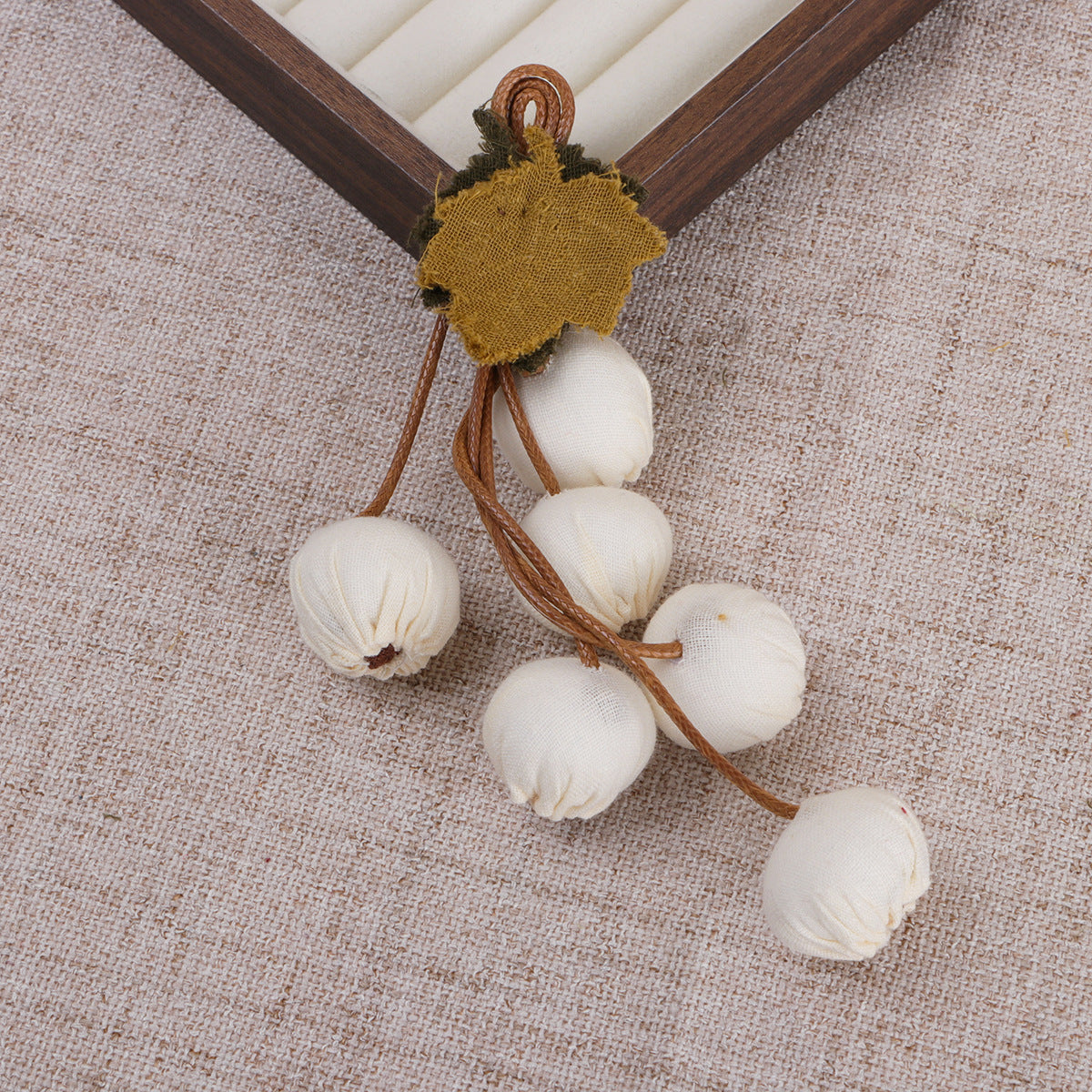 Fabric Berry Cluster with Leaf Accent - Gray 13CM