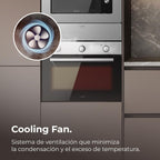 Cecotec Horno Integrable 45cm Alto Convencional Bolero Hexa C134500 Inox A. 2600W, 56L de Capacidad, Bajo Consumo, 4 Funciones, Temporizador, Limpieza de Vapor, Cocción de Vapor